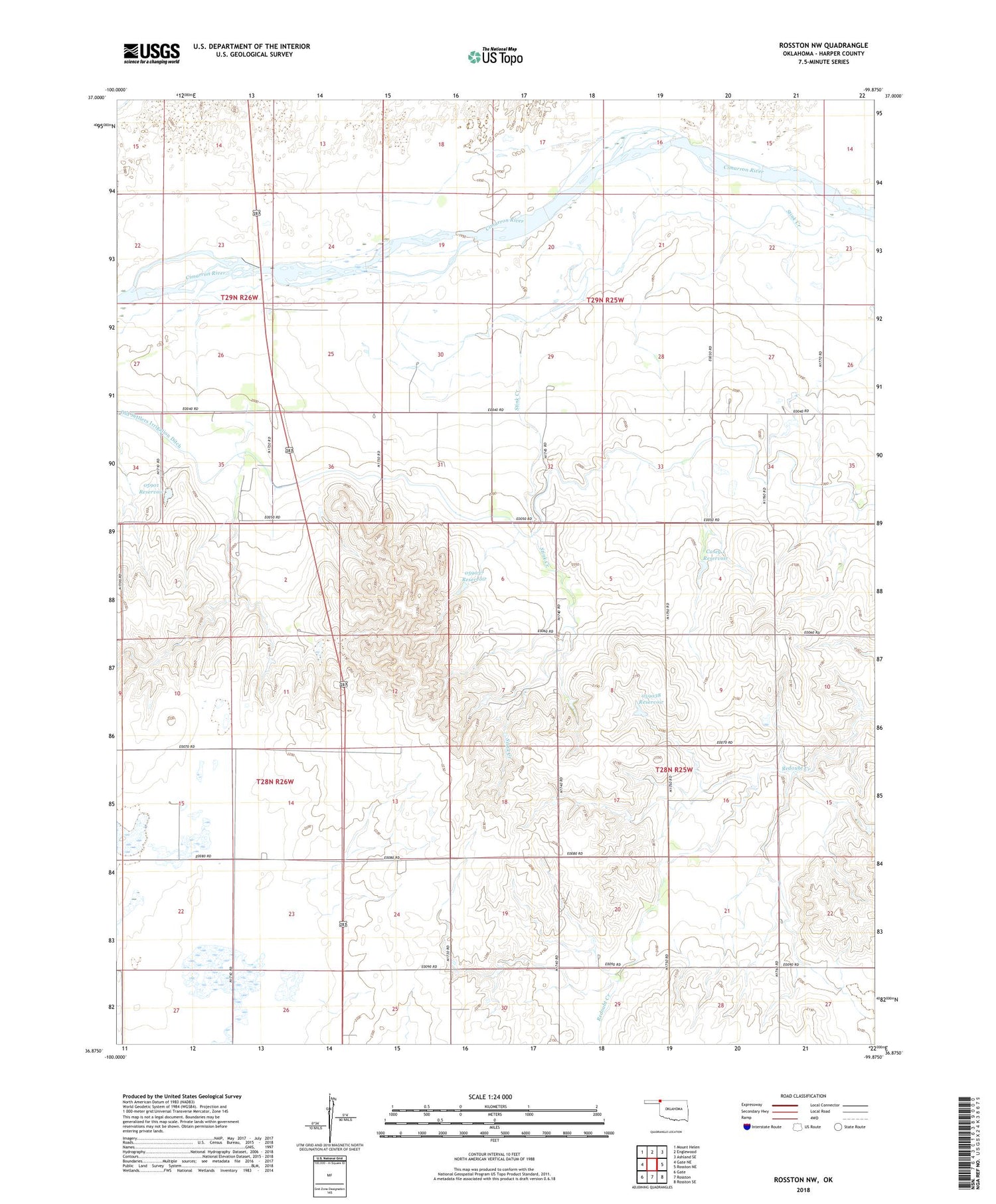 Rosston NW Oklahoma US Topo Map Image