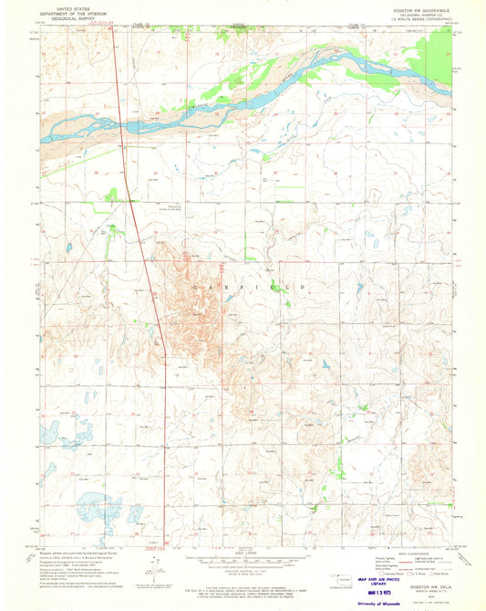 Classic USGS Rosston NW Oklahoma 7.5'x7.5' Topo Map Image