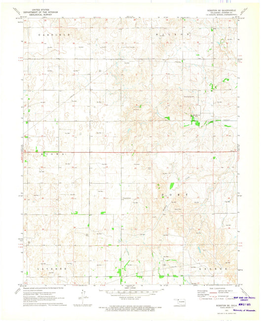 Classic USGS Rosston SE Oklahoma 7.5'x7.5' Topo Map Image