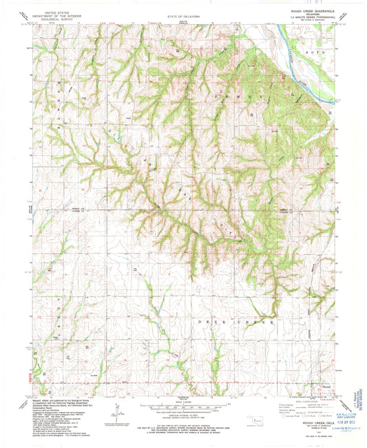 Classic USGS Rough Creek Oklahoma 7.5'x7.5' Topo Map Image