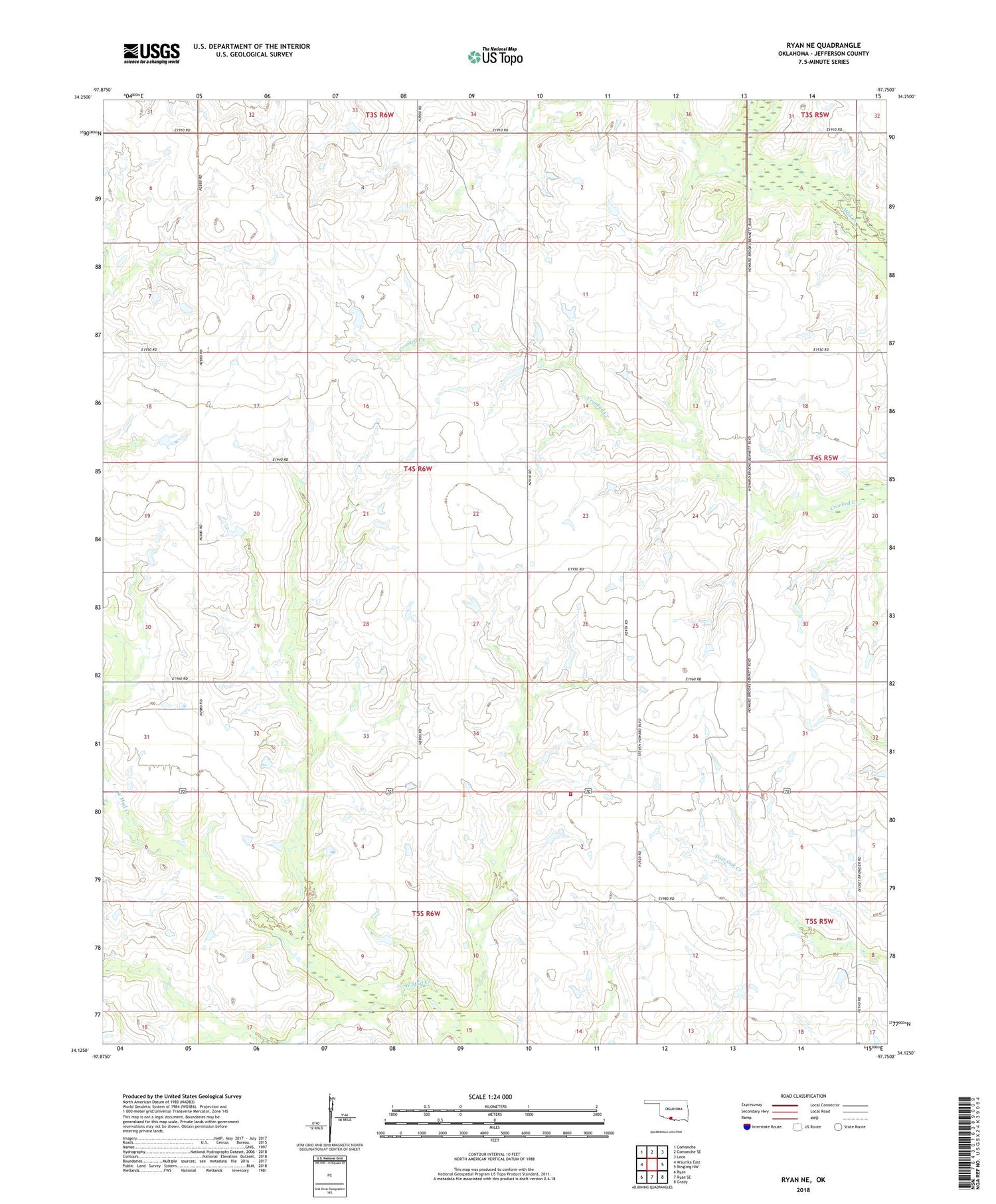 Ryan NE Oklahoma US Topo Map Image