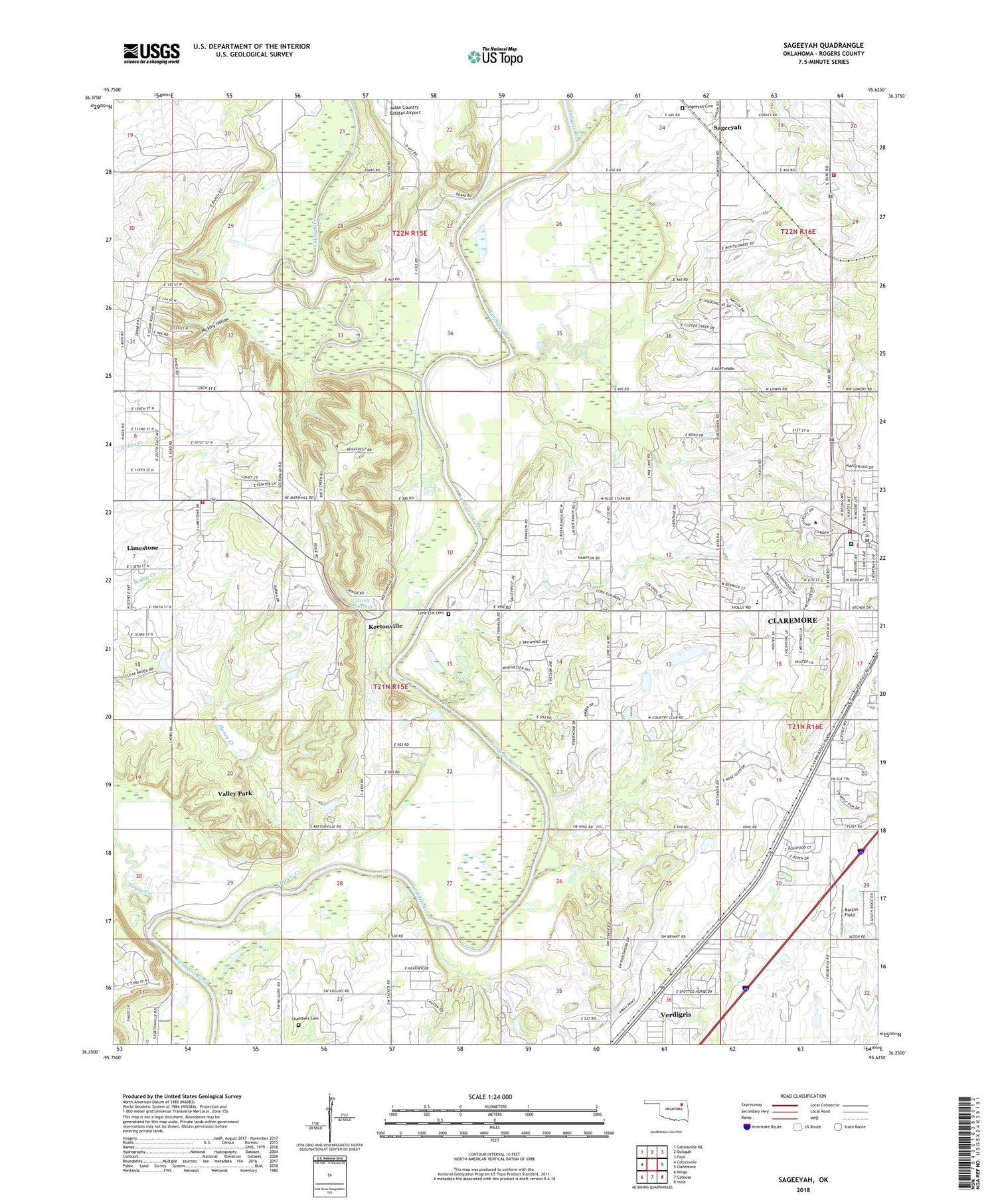 Sageeyah Oklahoma US Topo Map Image