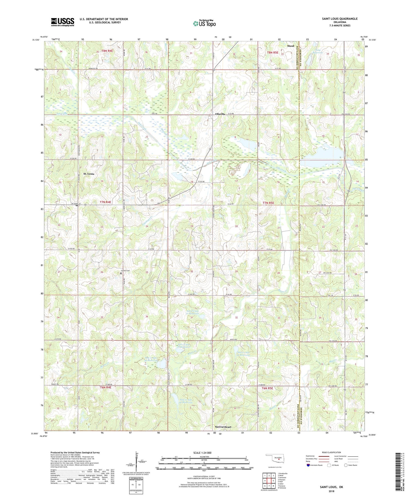 Saint Louis Oklahoma US Topo Map Image