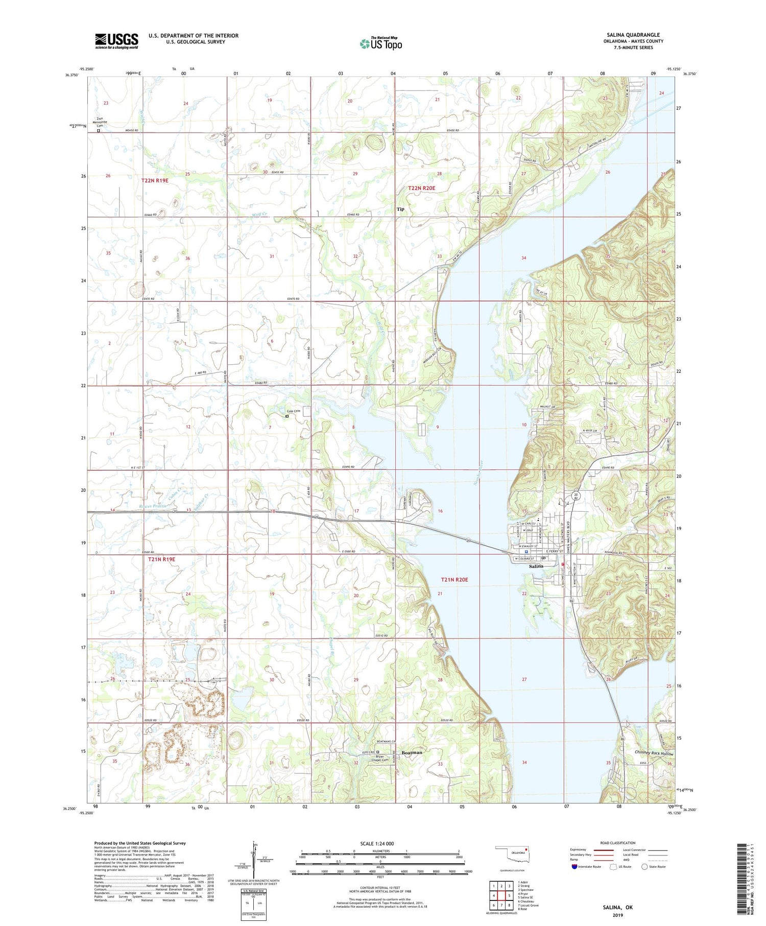 Salina Oklahoma US Topo Map Image