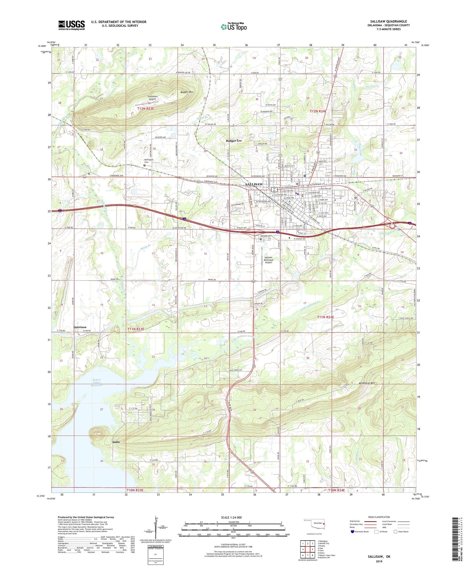 Sallisaw Oklahoma US Topo Map Image