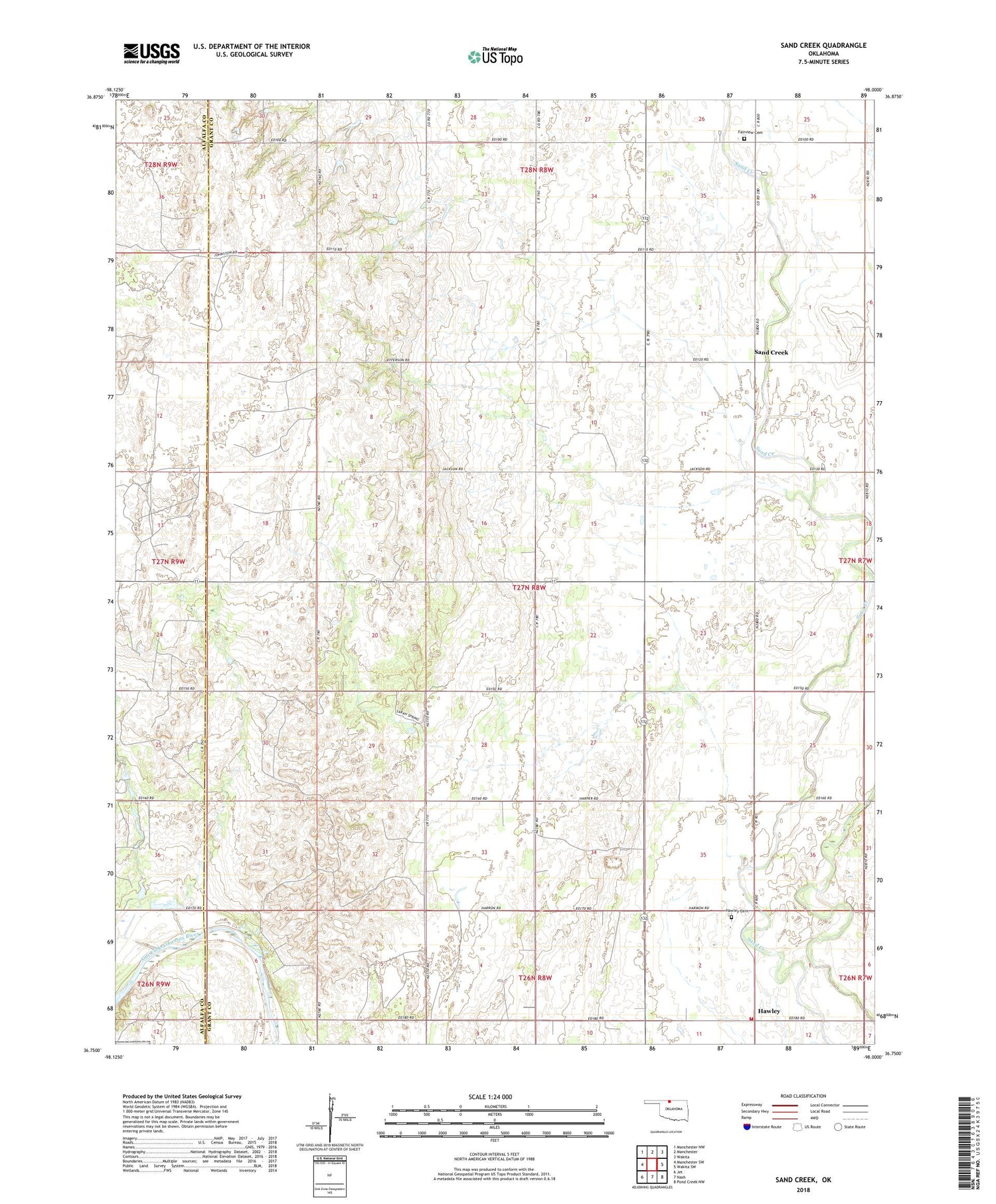 Sand Creek Oklahoma US Topo Map Image