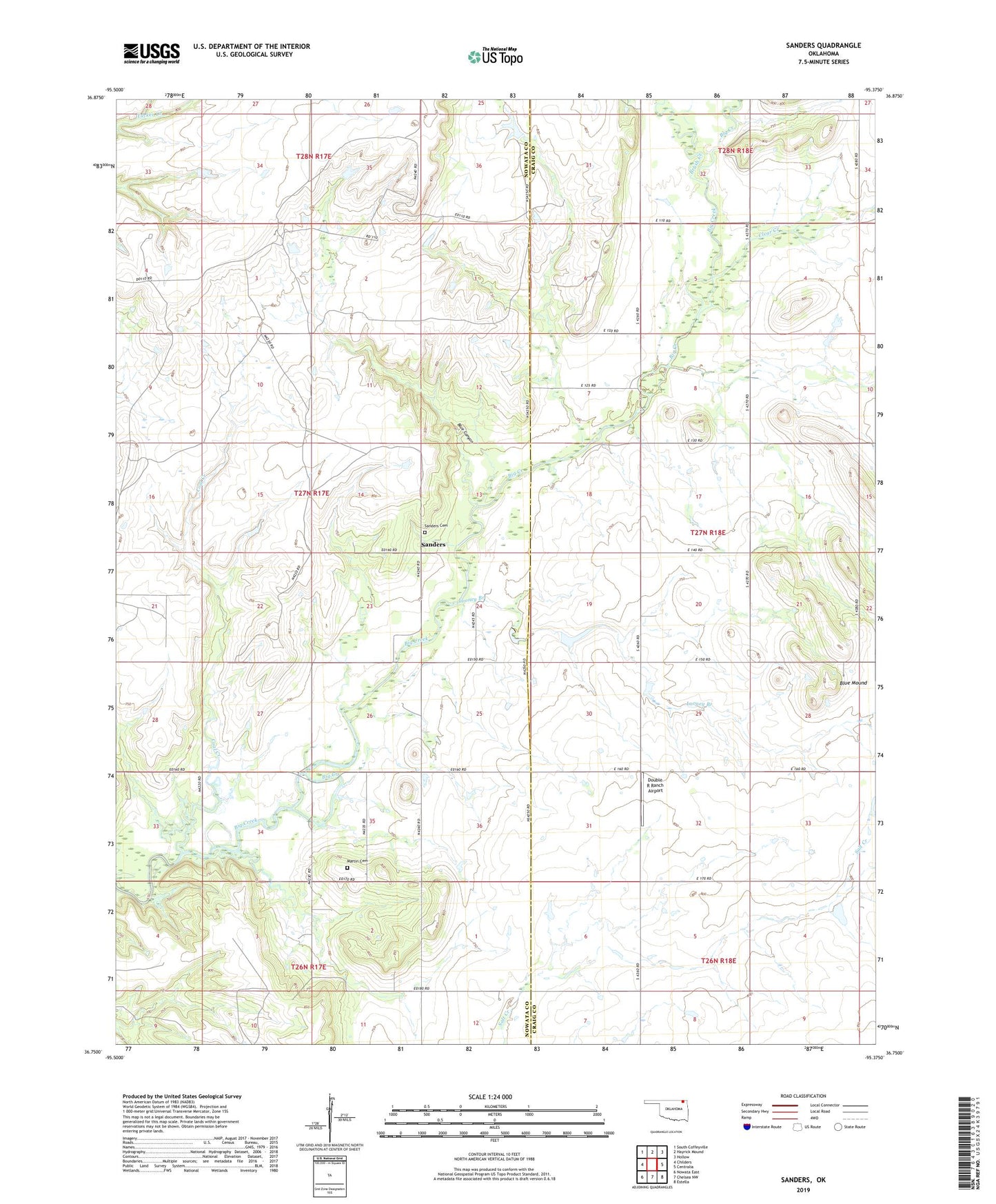 Sanders Oklahoma US Topo Map Image