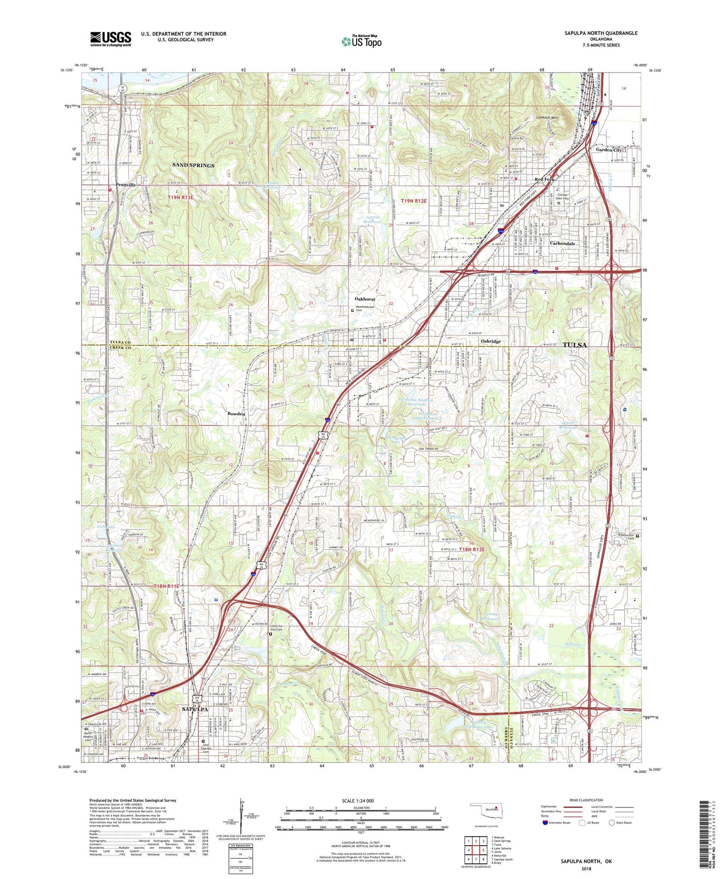 Sapulpa North Oklahoma US Topo Map Image