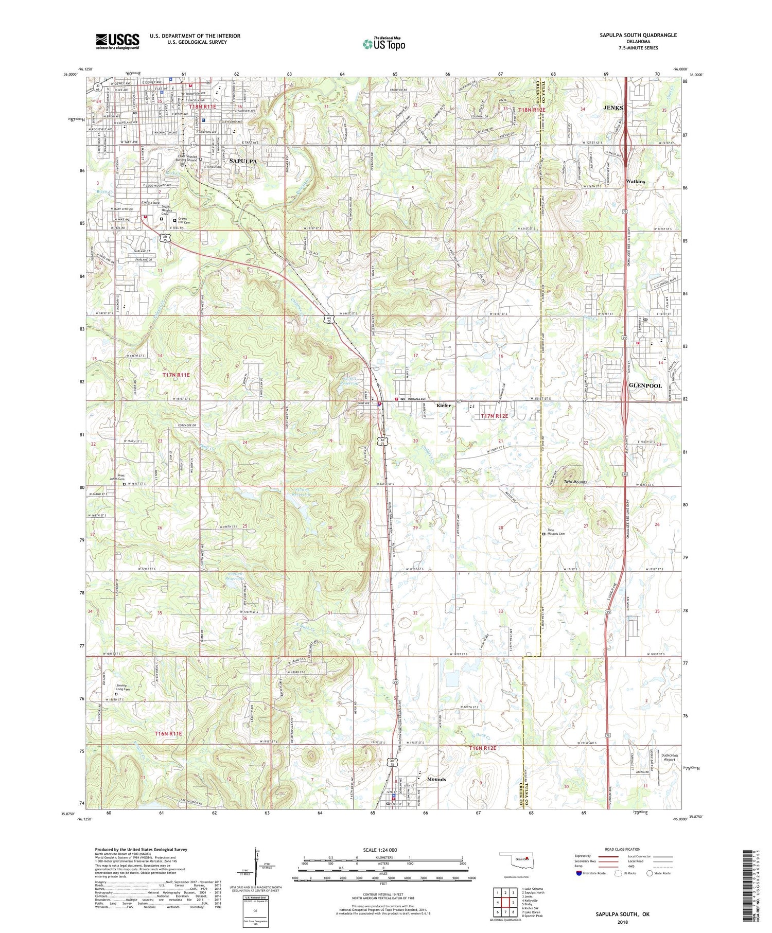 Sapulpa South Oklahoma US Topo Map Image