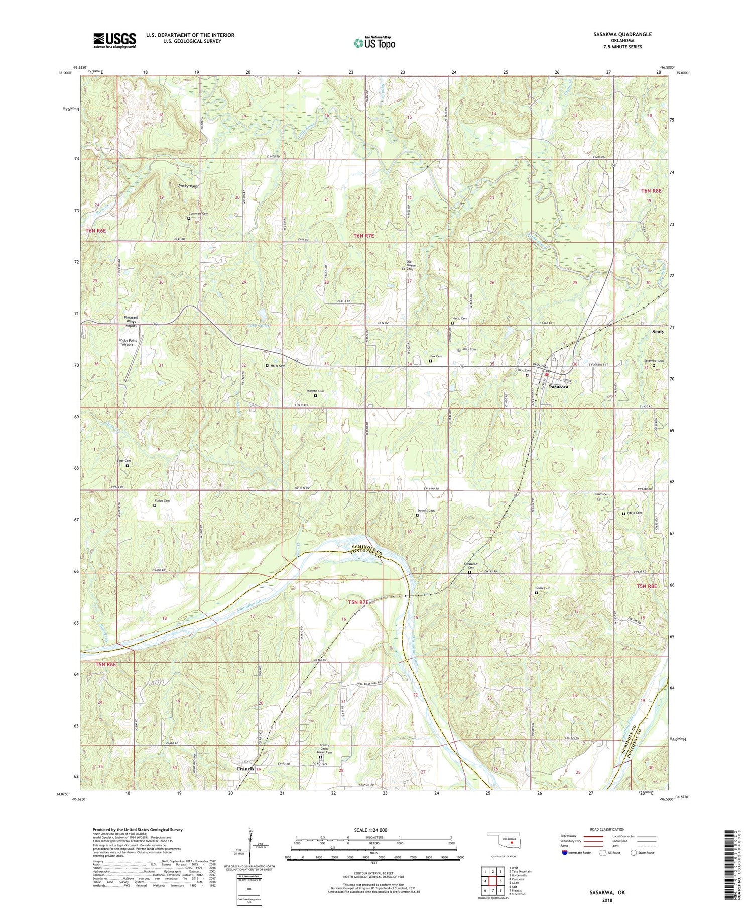 Sasakwa Oklahoma US Topo Map Image