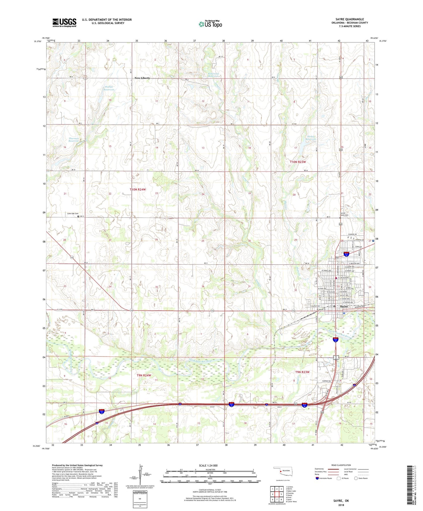 Sayre Oklahoma US Topo Map Image