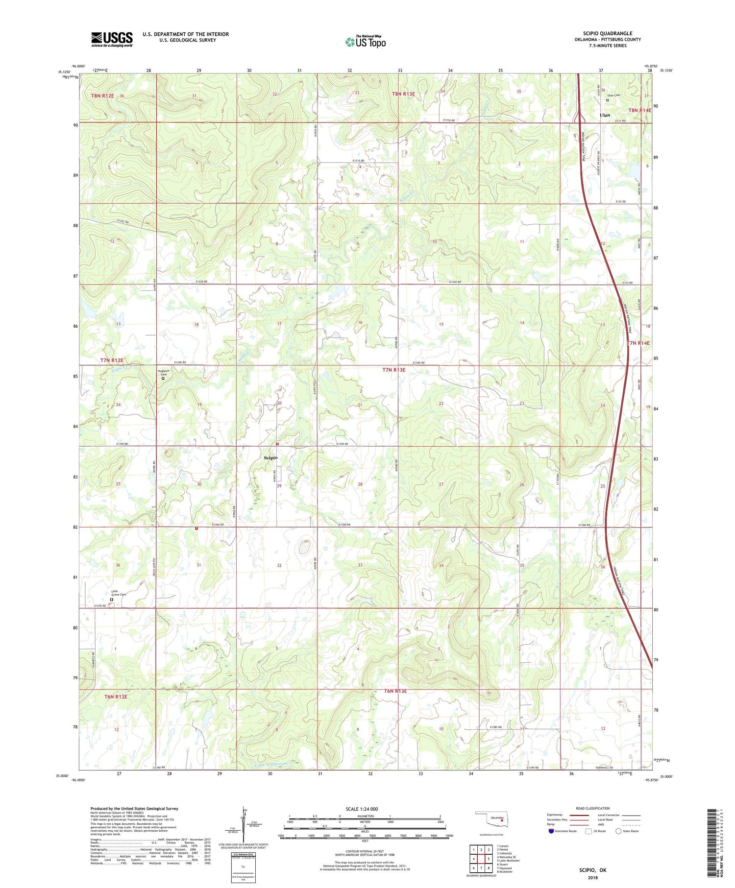 Scipio Oklahoma US Topo Map Image