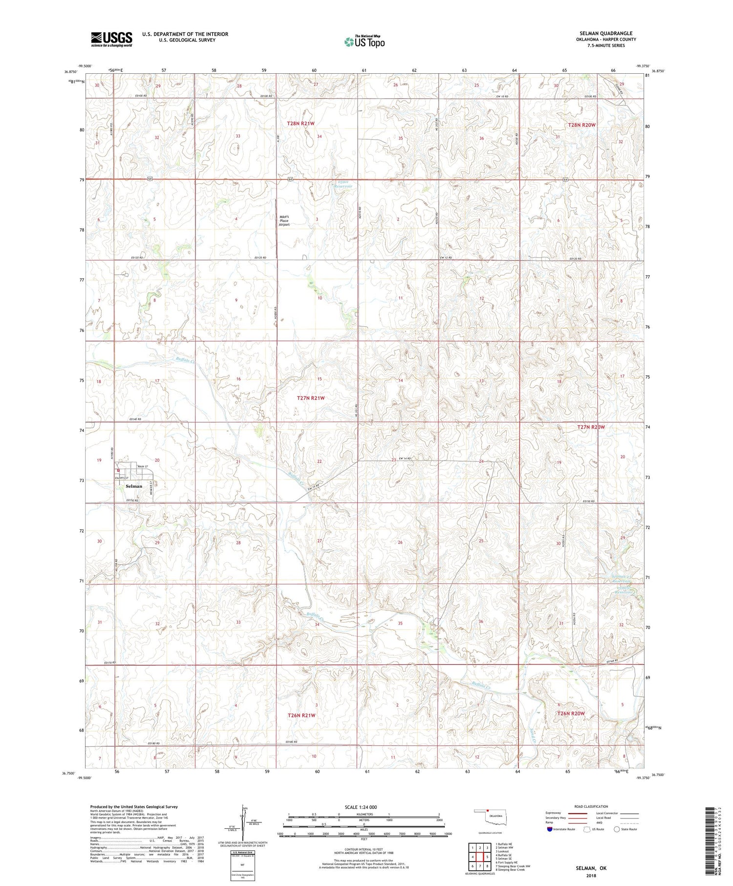 Selman Oklahoma US Topo Map Image