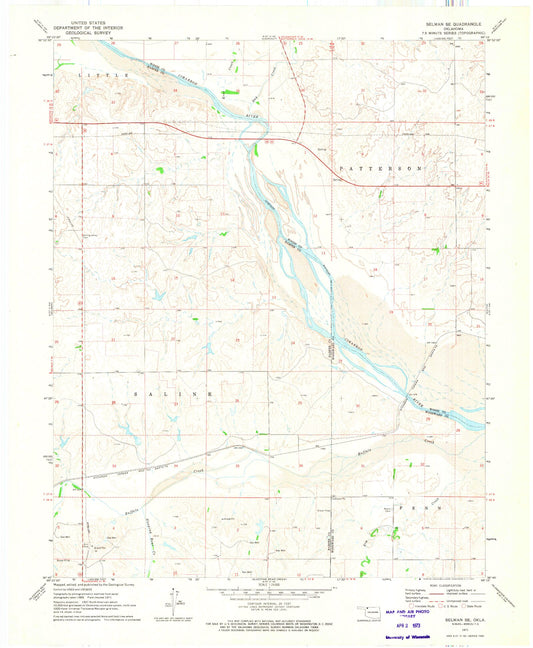Classic USGS Selman SE Oklahoma 7.5'x7.5' Topo Map Image