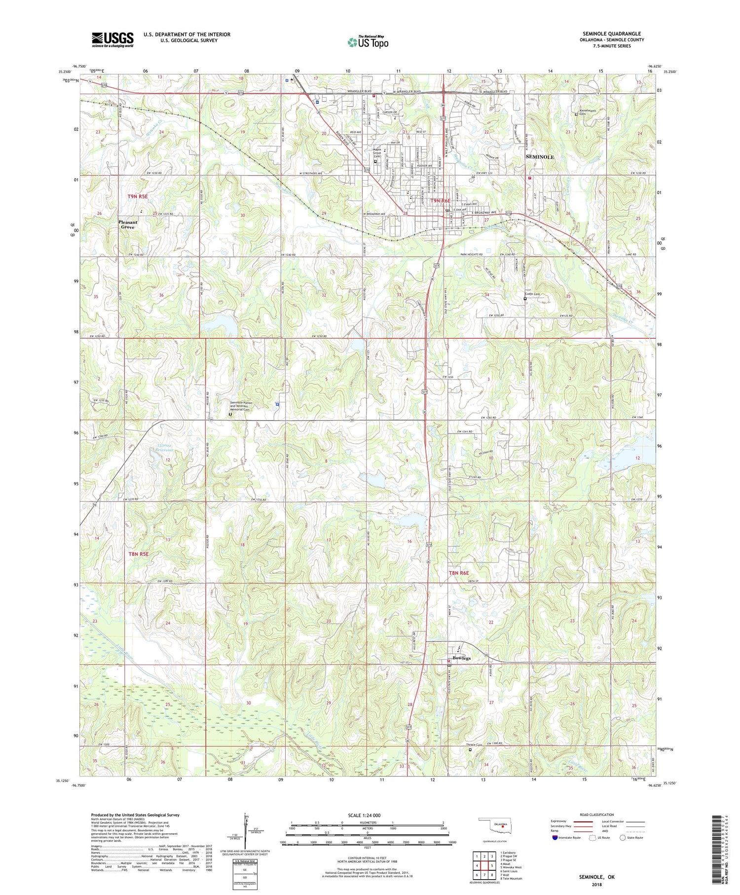 Seminole Oklahoma US Topo Map Image