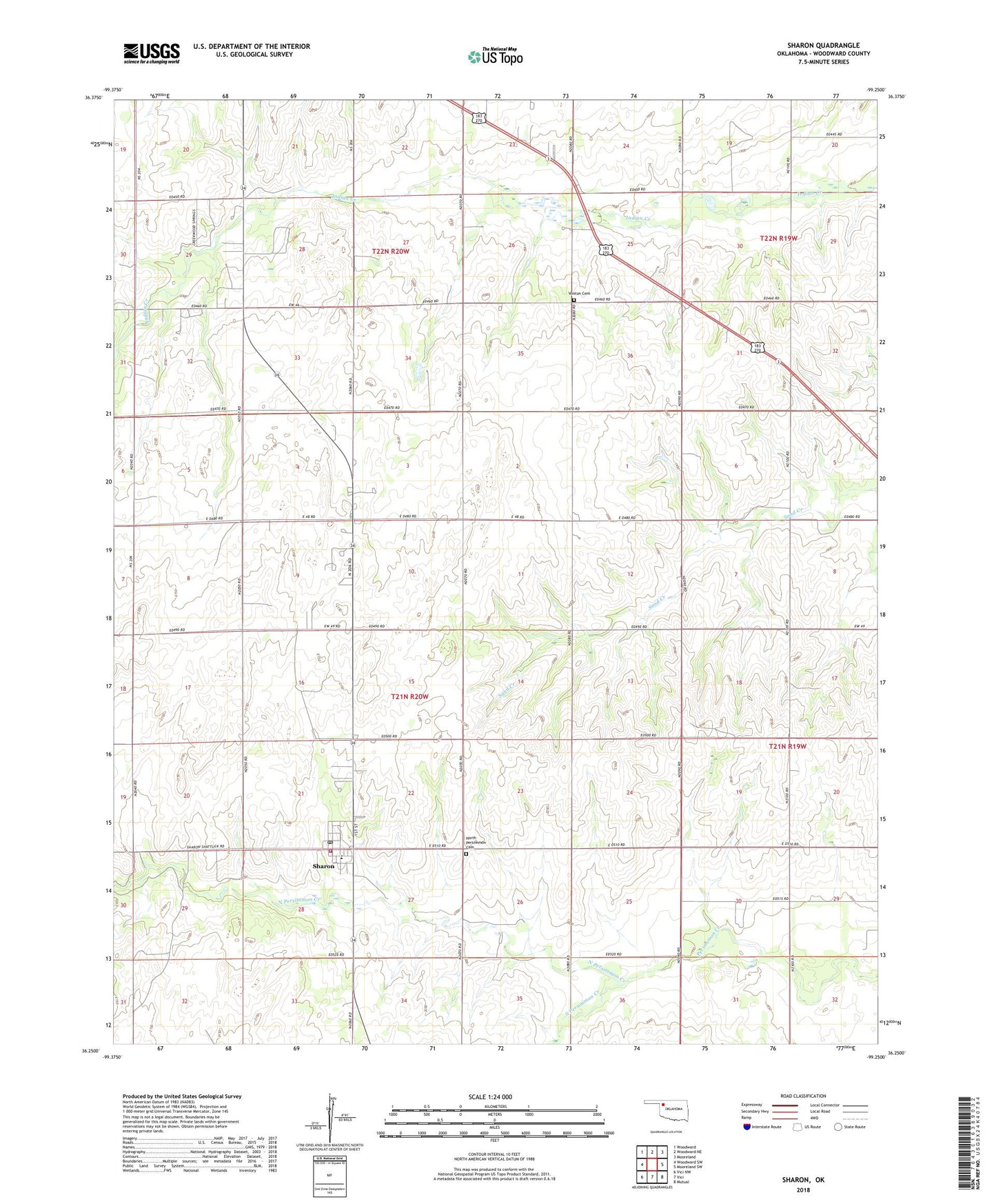 Sharon Oklahoma US Topo Map Image
