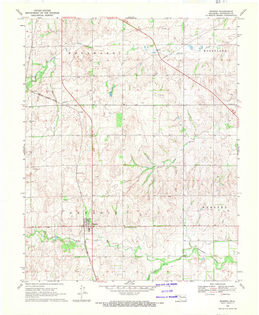 Classic USGS Sharon Oklahoma 7.5'x7.5' Topo Map Image