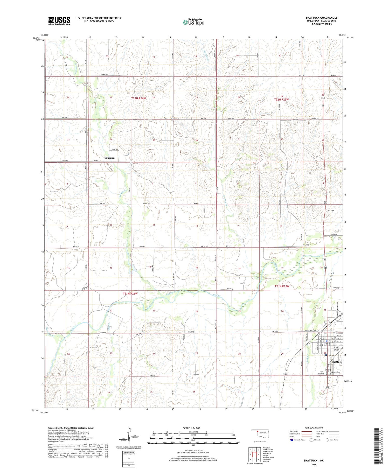 Shattuck Oklahoma US Topo Map Image