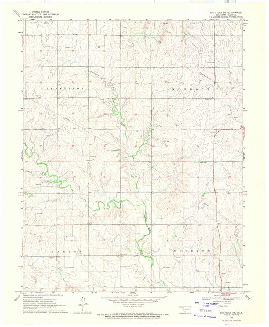 Classic USGS Shattuck NE Oklahoma 7.5'x7.5' Topo Map Image