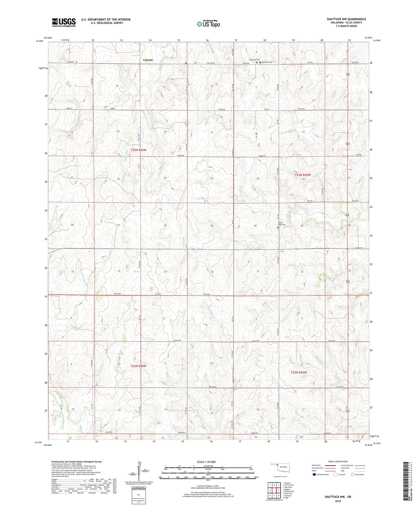 Shattuck NW Oklahoma US Topo Map Image