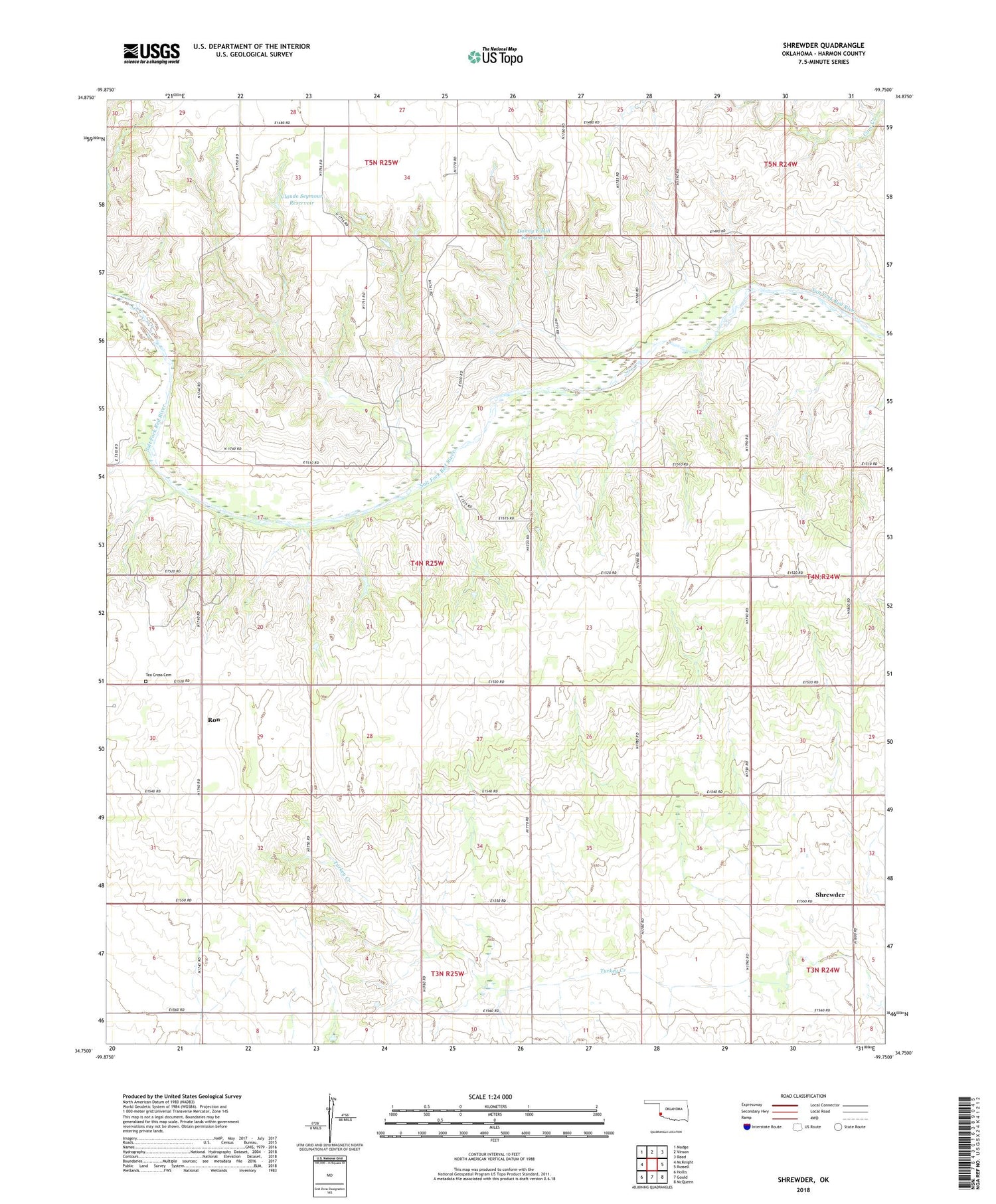 Shrewder Oklahoma US Topo Map Image
