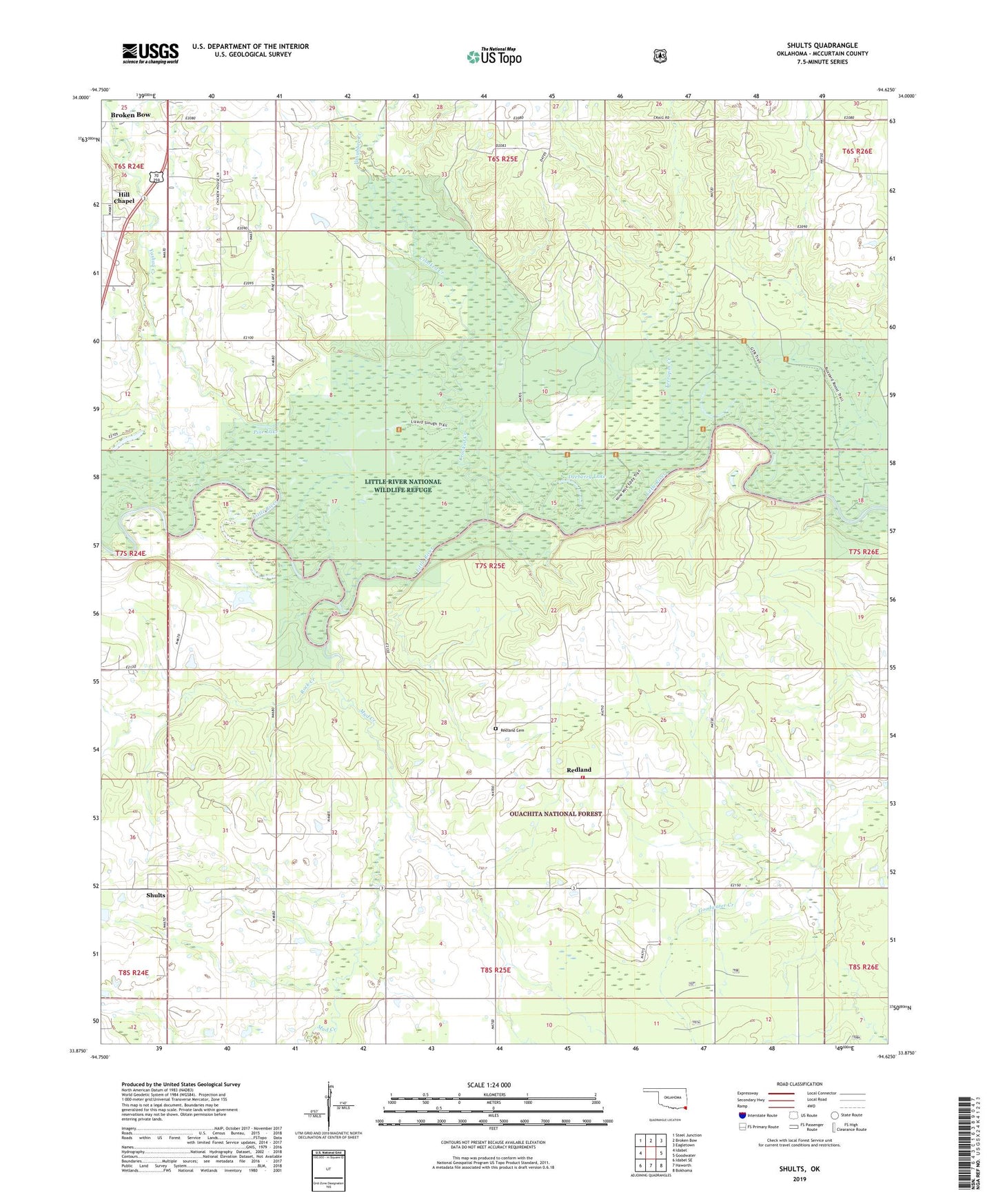 Shults Oklahoma US Topo Map Image