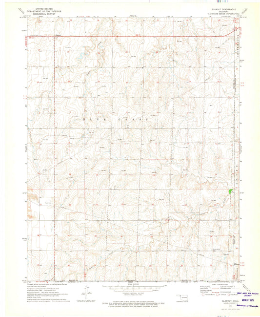 Classic USGS Slapout Oklahoma 7.5'x7.5' Topo Map Image