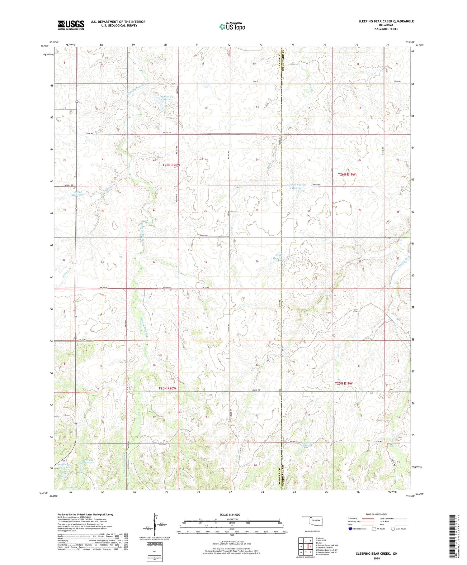 Sleeping Bear Creek Oklahoma US Topo Map Image