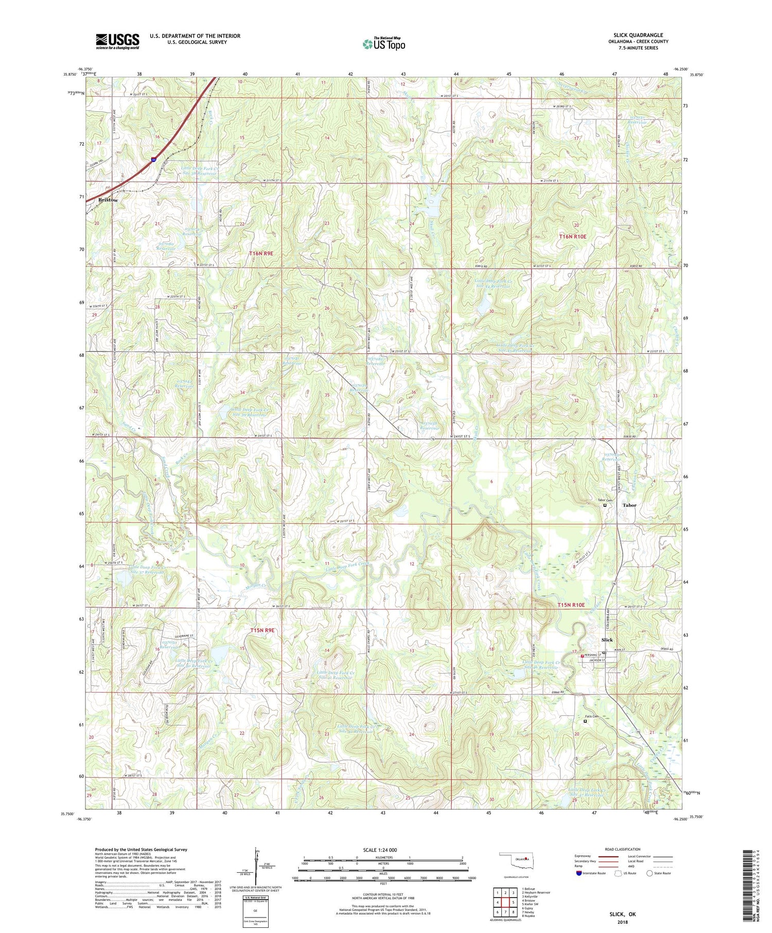 Slick Oklahoma US Topo Map Image