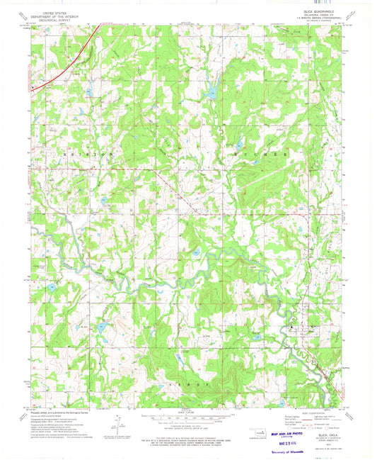 Classic USGS Slick Oklahoma 7.5'x7.5' Topo Map Image