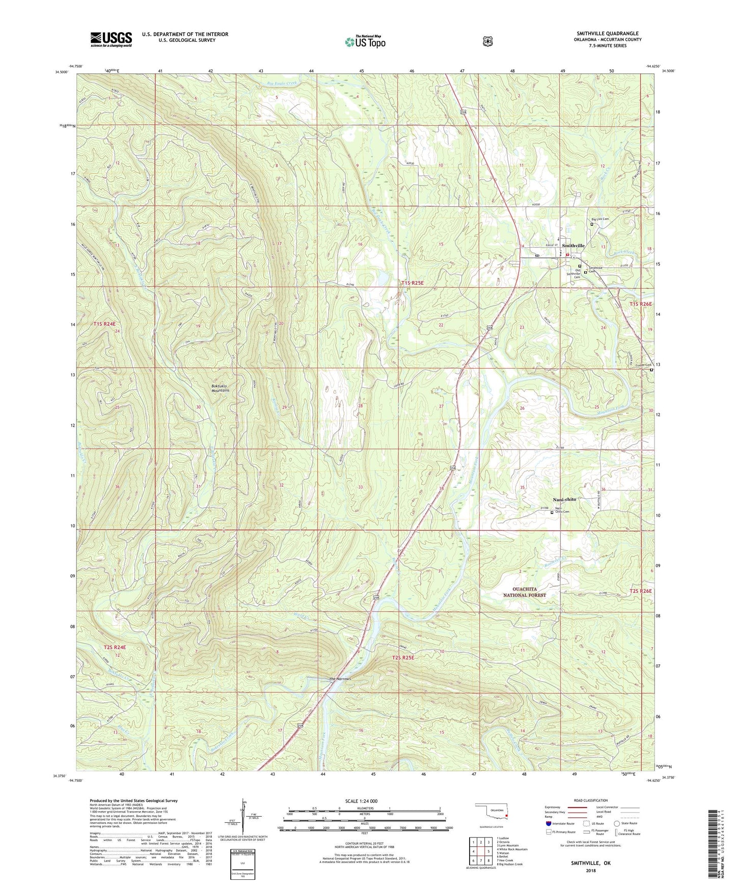 Smithville Oklahoma US Topo Map Image