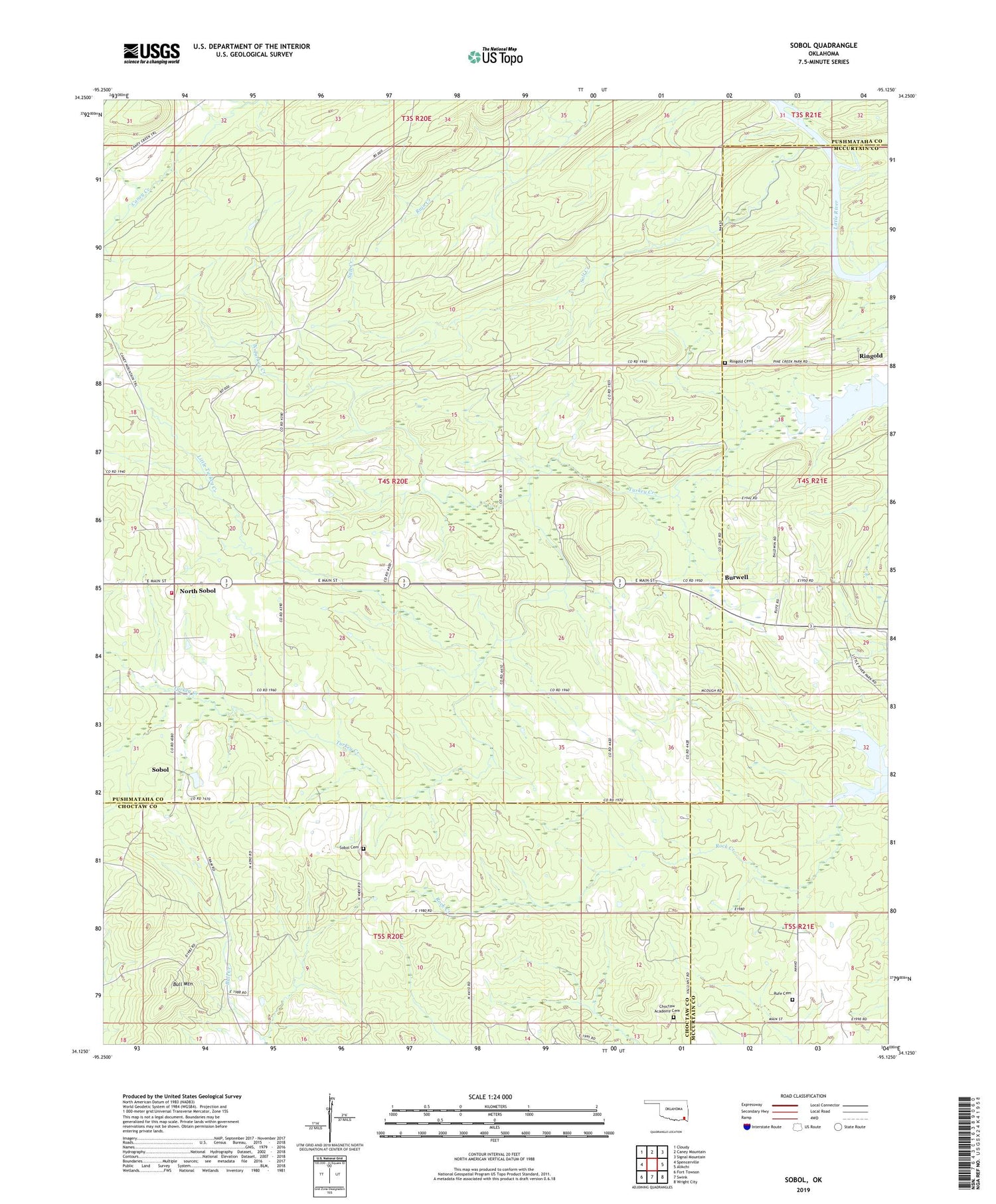 Sobol Oklahoma US Topo Map Image