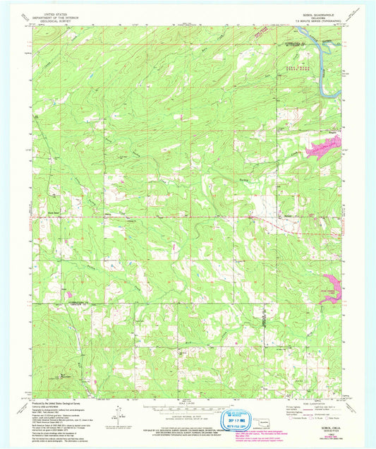 Classic USGS Sobol Oklahoma 7.5'x7.5' Topo Map Image