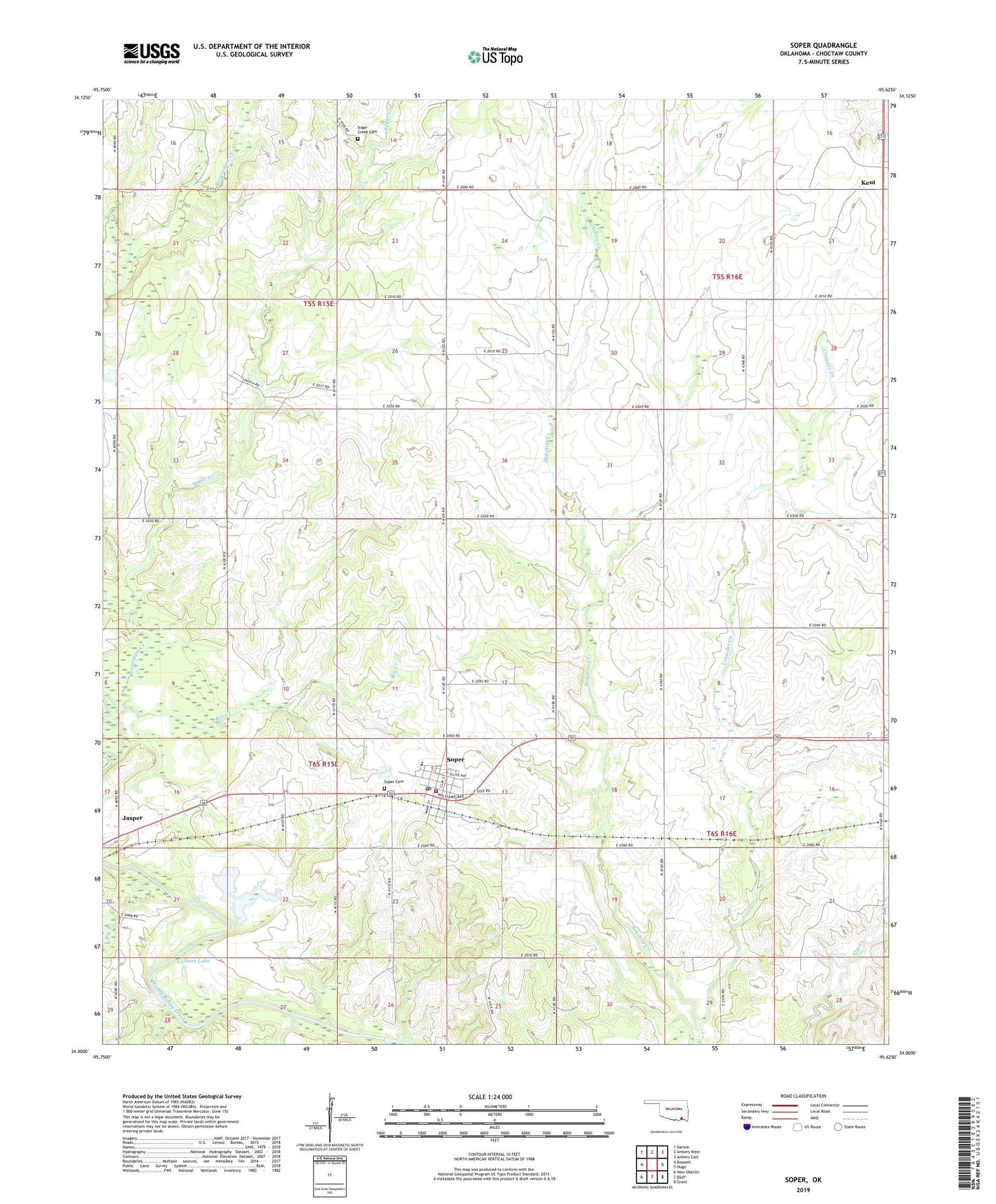Soper Oklahoma US Topo Map Image