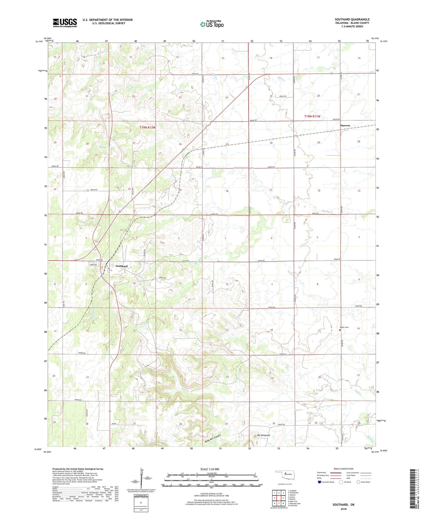 Southard Oklahoma US Topo Map Image