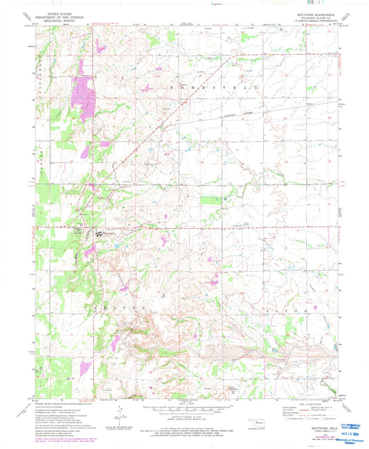 Classic USGS Southard Oklahoma 7.5'x7.5' Topo Map Image