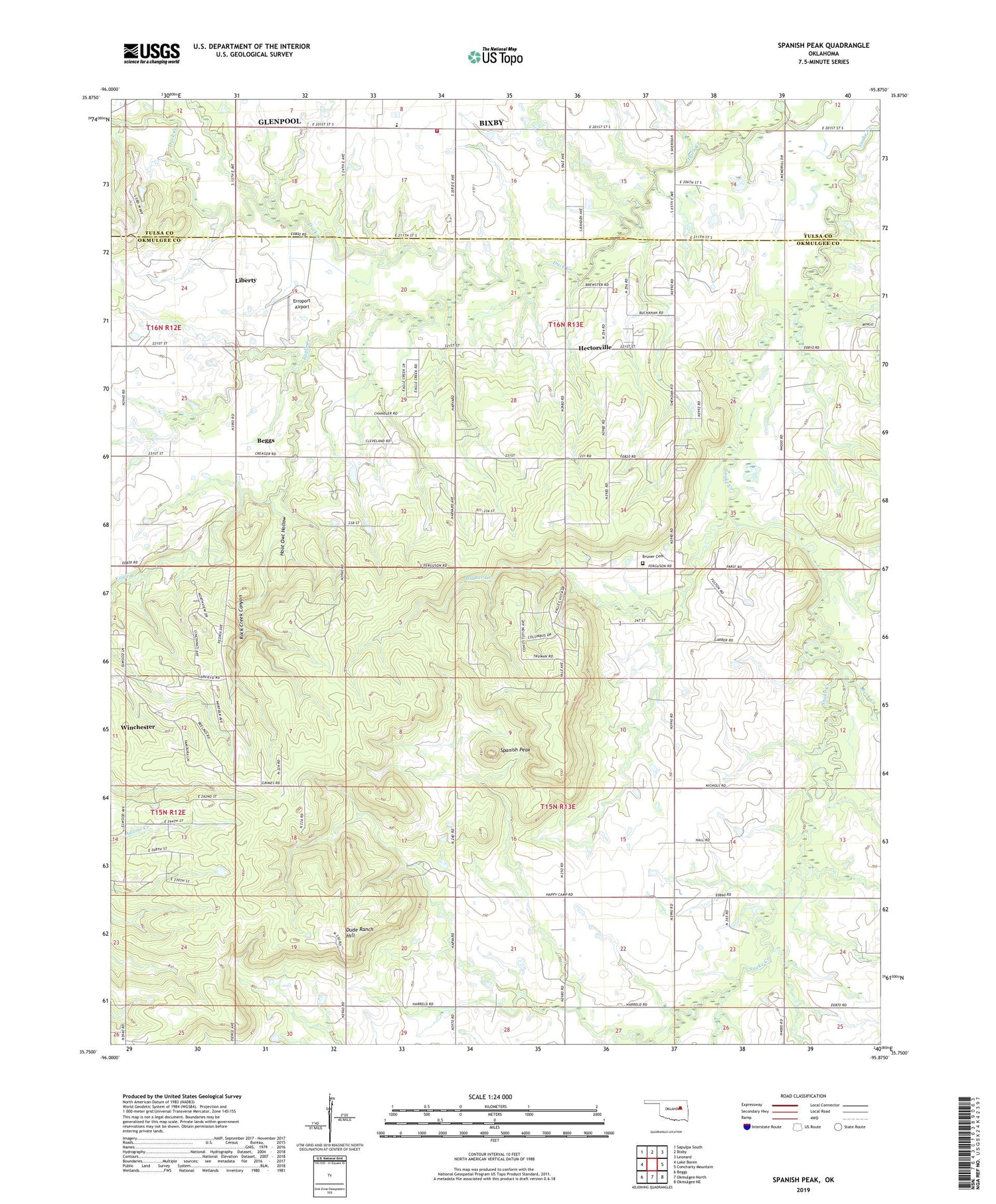 Spanish Peak Oklahoma US Topo Map Image
