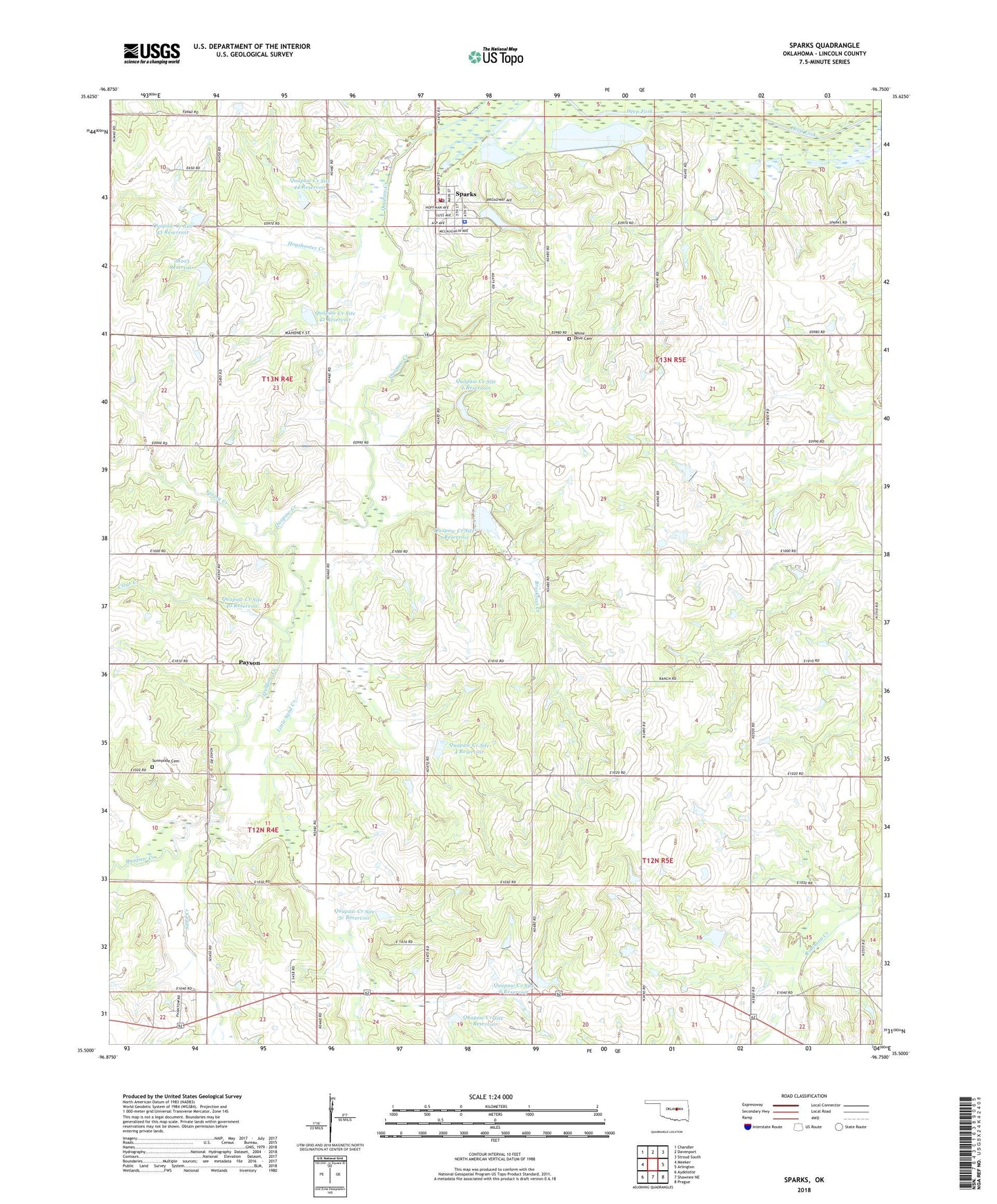Sparks Oklahoma US Topo Map Image