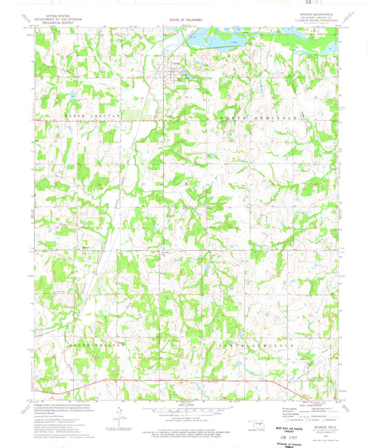 Classic USGS Sparks Oklahoma 7.5'x7.5' Topo Map Image