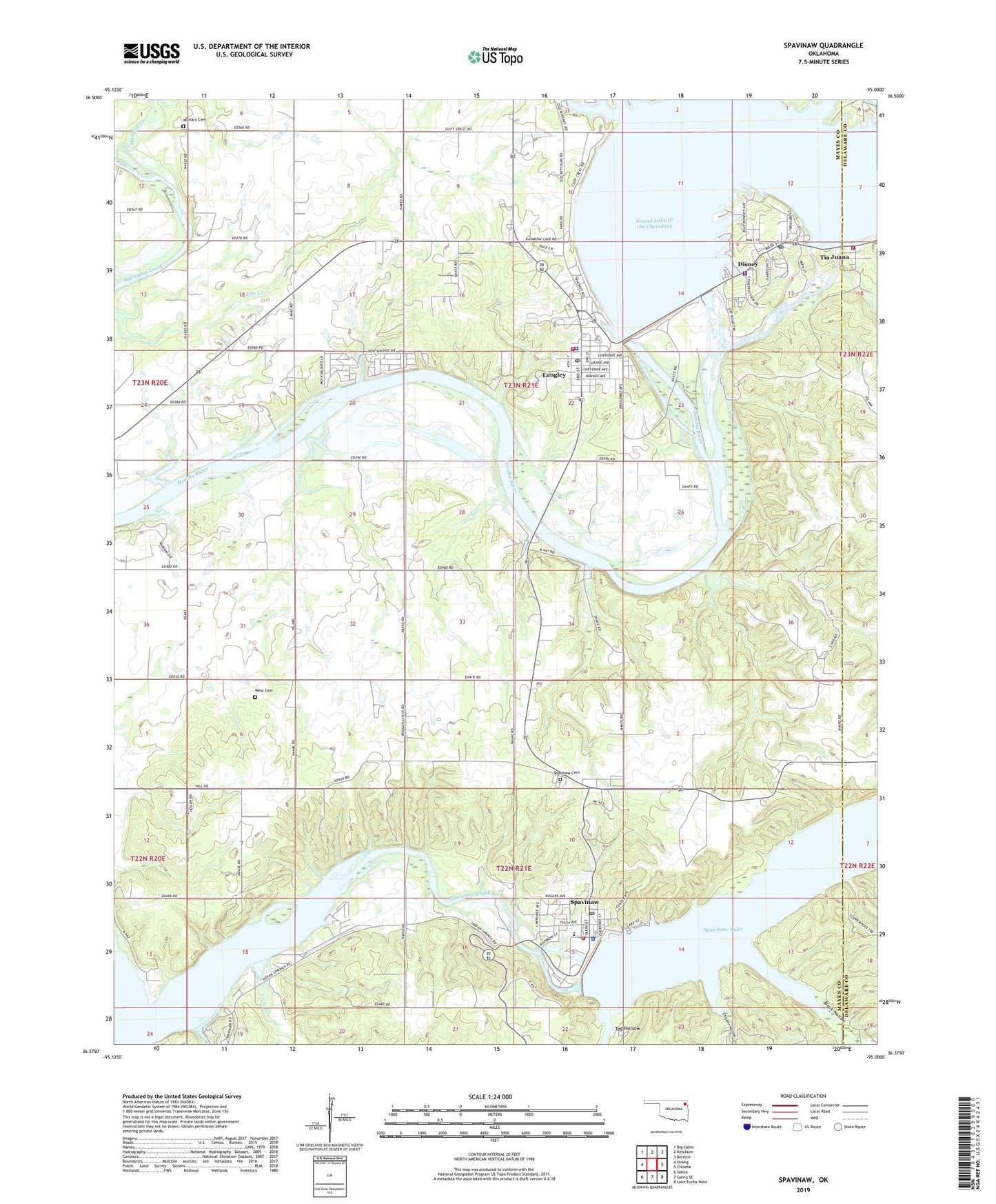 Spavinaw Oklahoma US Topo Map Image
