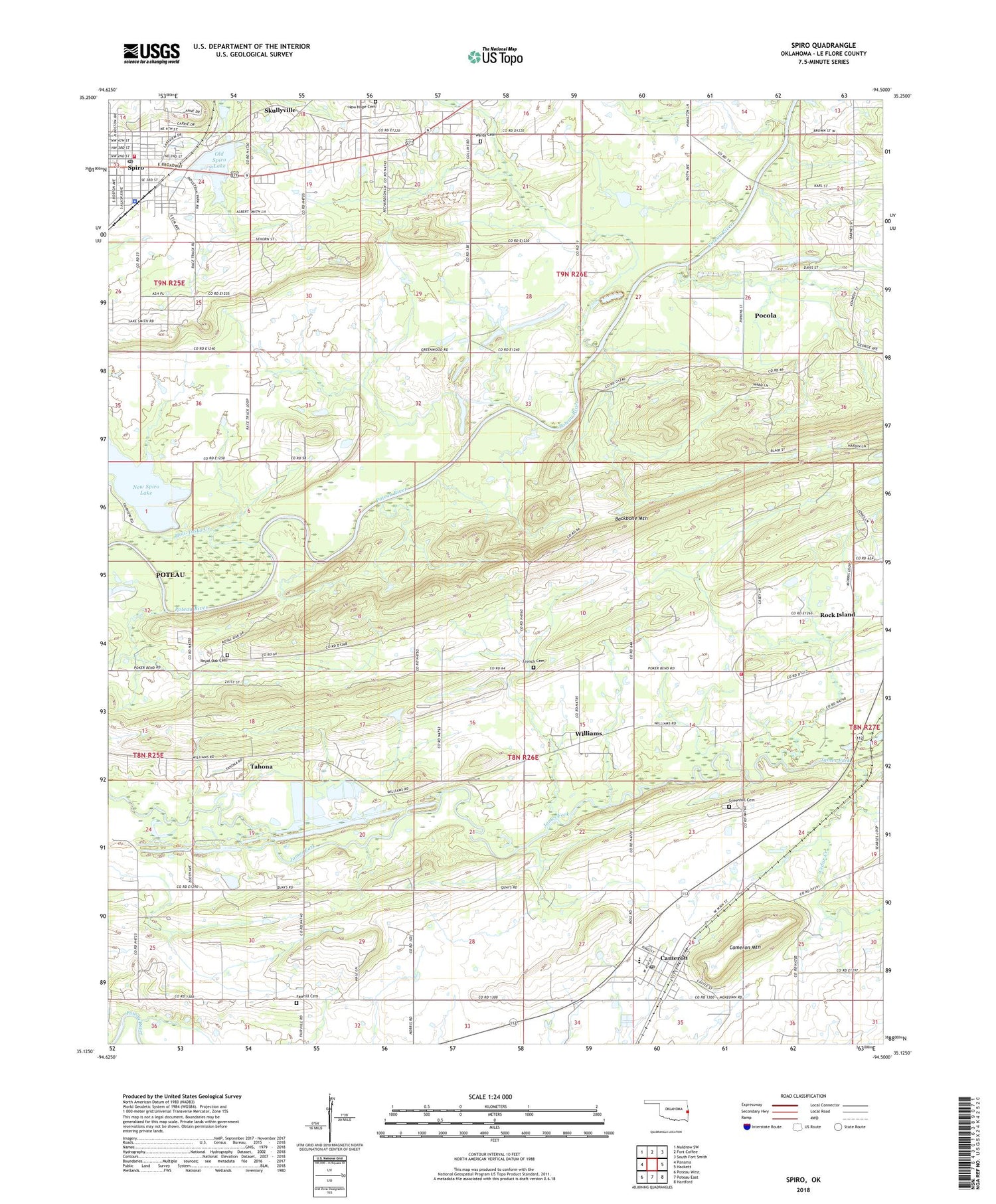 Spiro Oklahoma US Topo Map Image