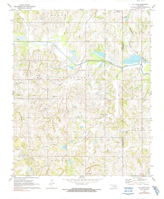 Classic USGS Saint Louis Oklahoma 7.5'x7.5' Topo Map Image