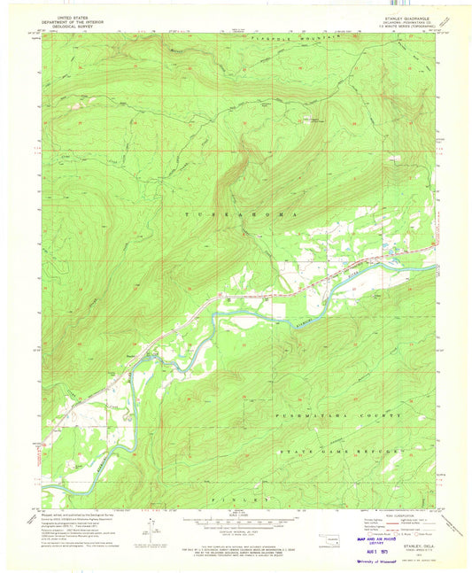 Classic USGS Stanley Oklahoma 7.5'x7.5' Topo Map Image