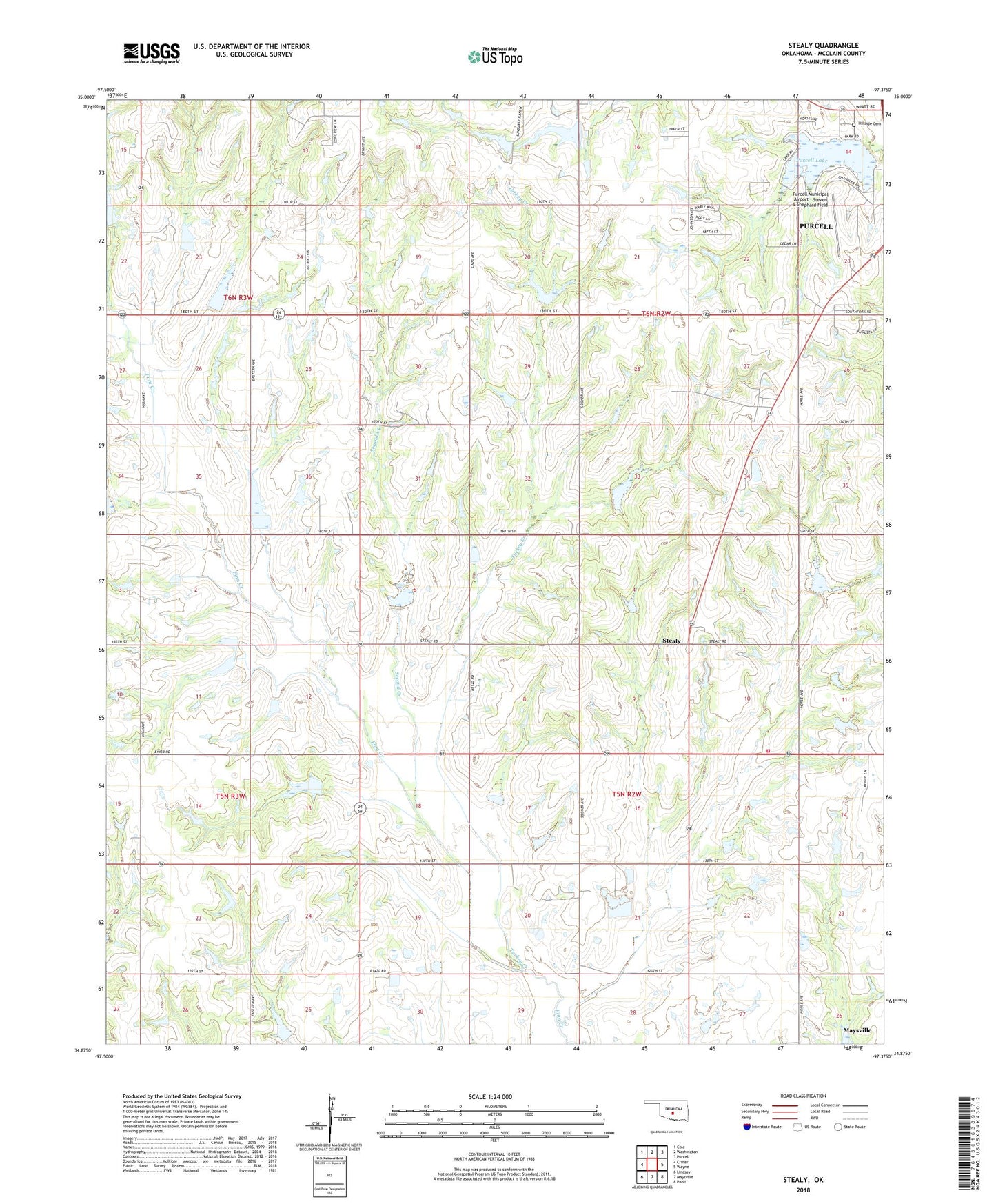 Stealy Oklahoma US Topo Map Image