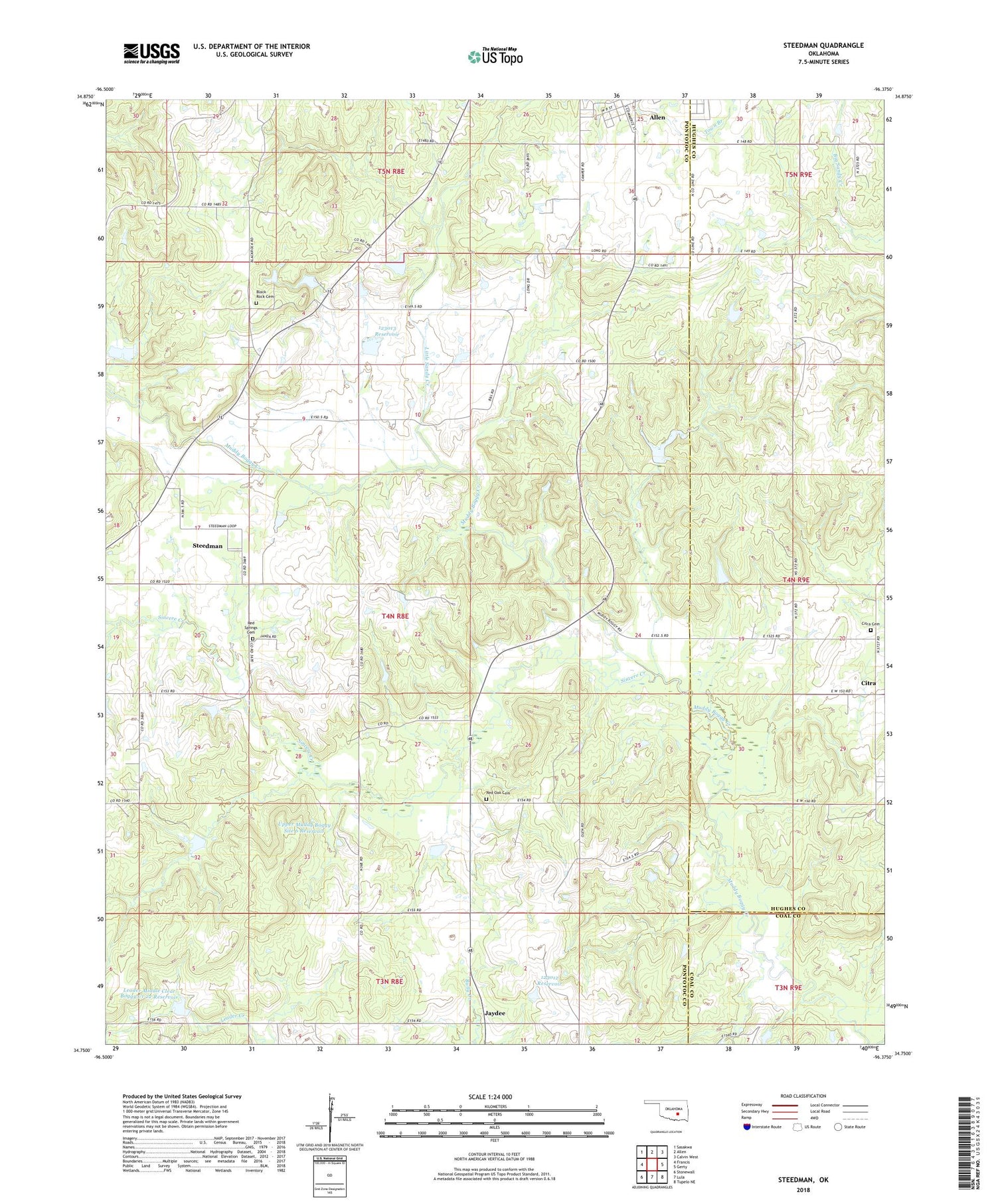 Steedman Oklahoma US Topo Map Image