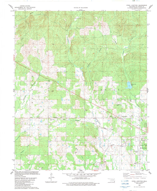 Classic USGS Steel Junction Oklahoma 7.5'x7.5' Topo Map Image