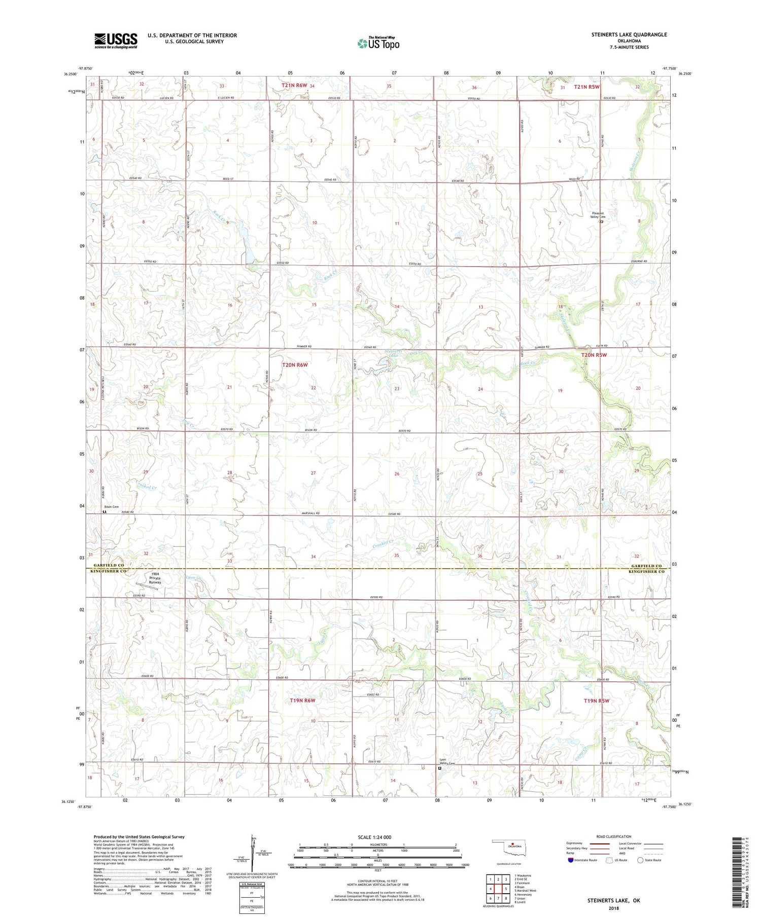 Steinerts Lake Oklahoma US Topo Map Image