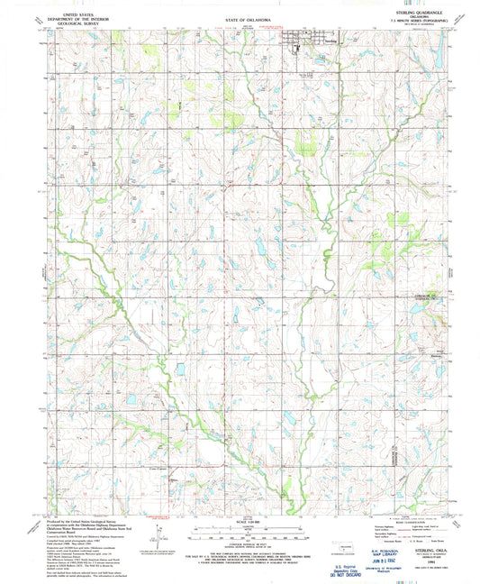 Classic USGS Sterling Oklahoma 7.5'x7.5' Topo Map Image