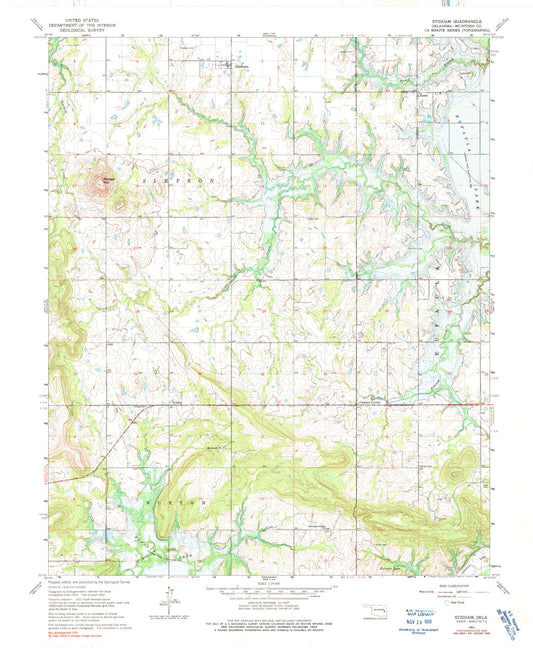 Classic USGS Stidham Oklahoma 7.5'x7.5' Topo Map Image