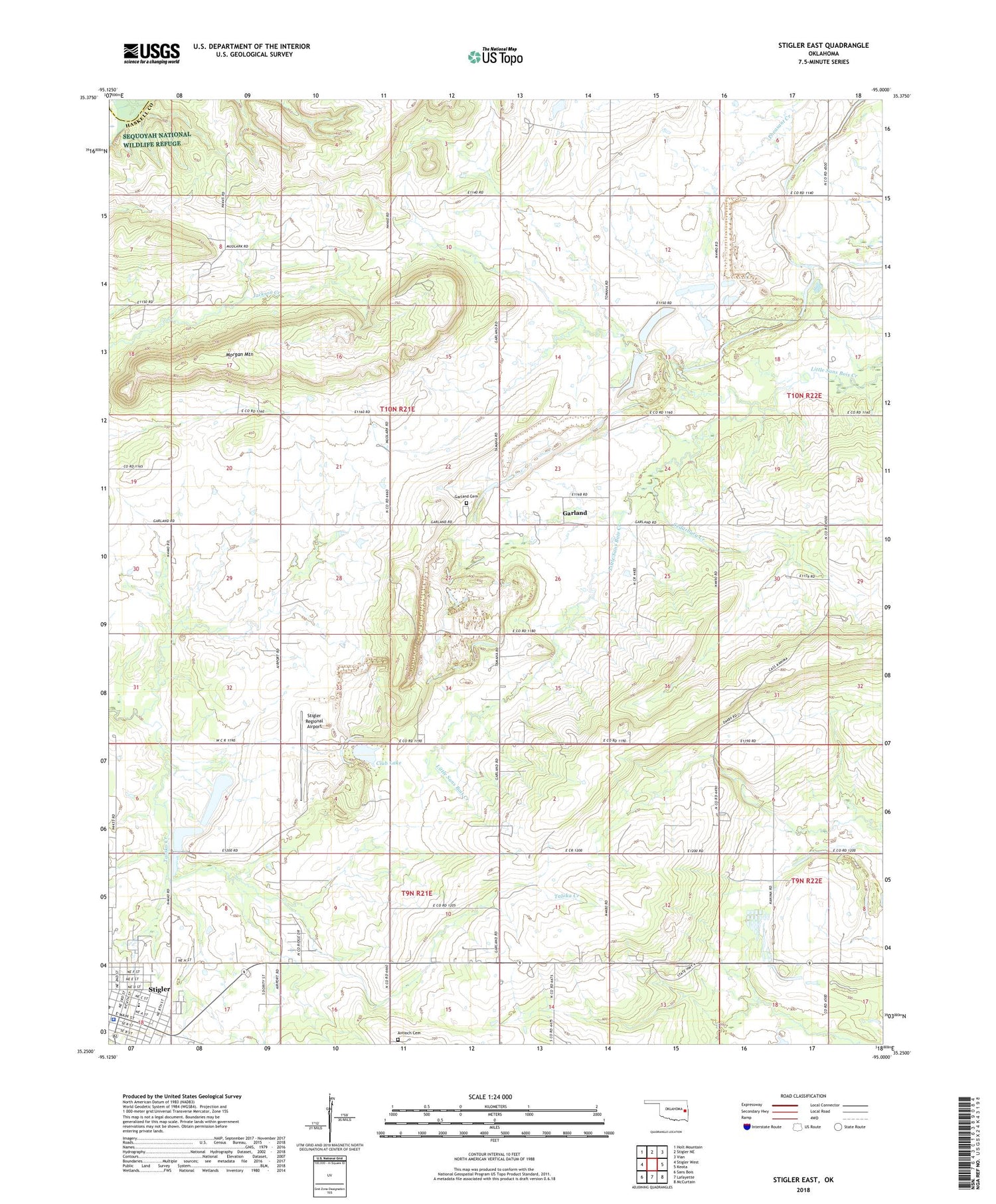 Stigler East Oklahoma US Topo Map Image
